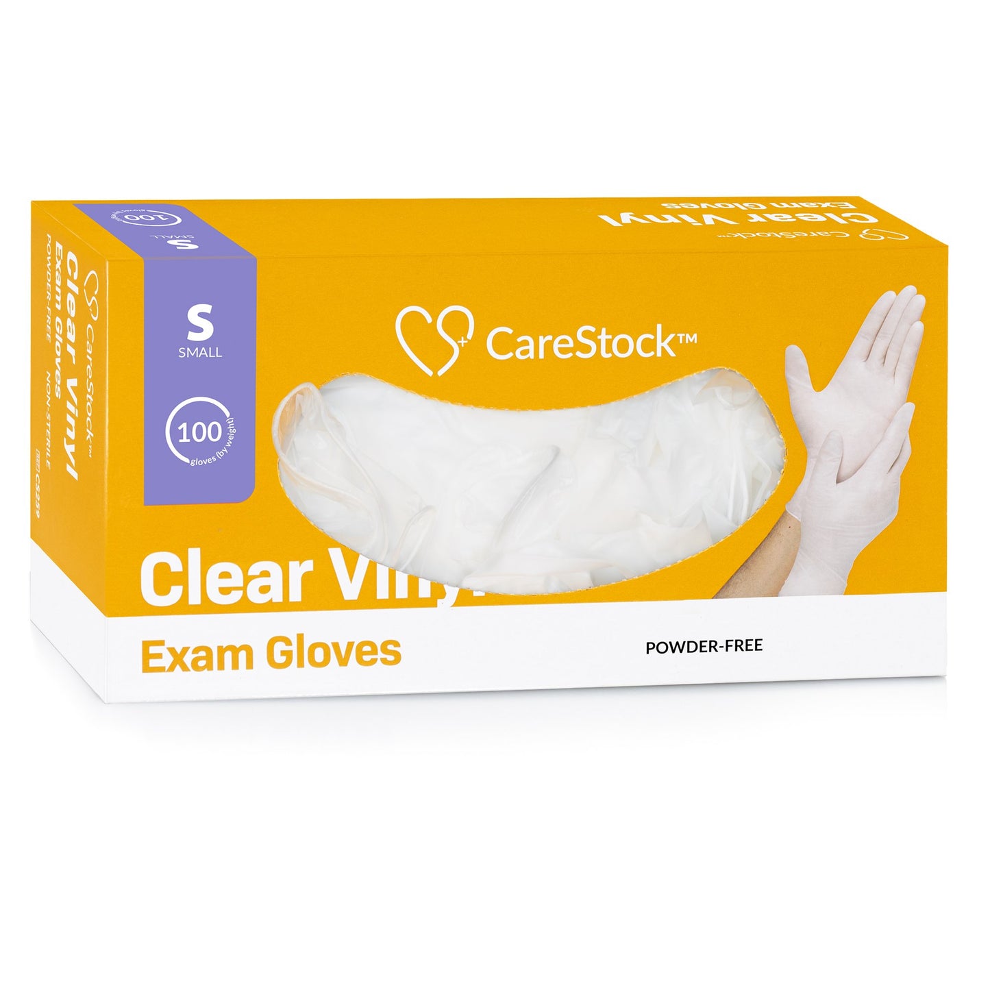 CareStock™ Vinyl Exam Glove, Small, Ivory CS2592