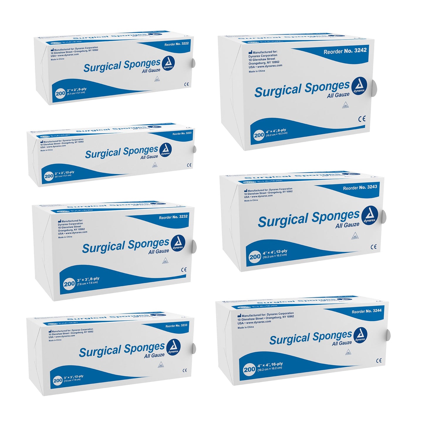 dynarex® Gauze Sponge, 2 x 2 Inch, 8-Ply 3222