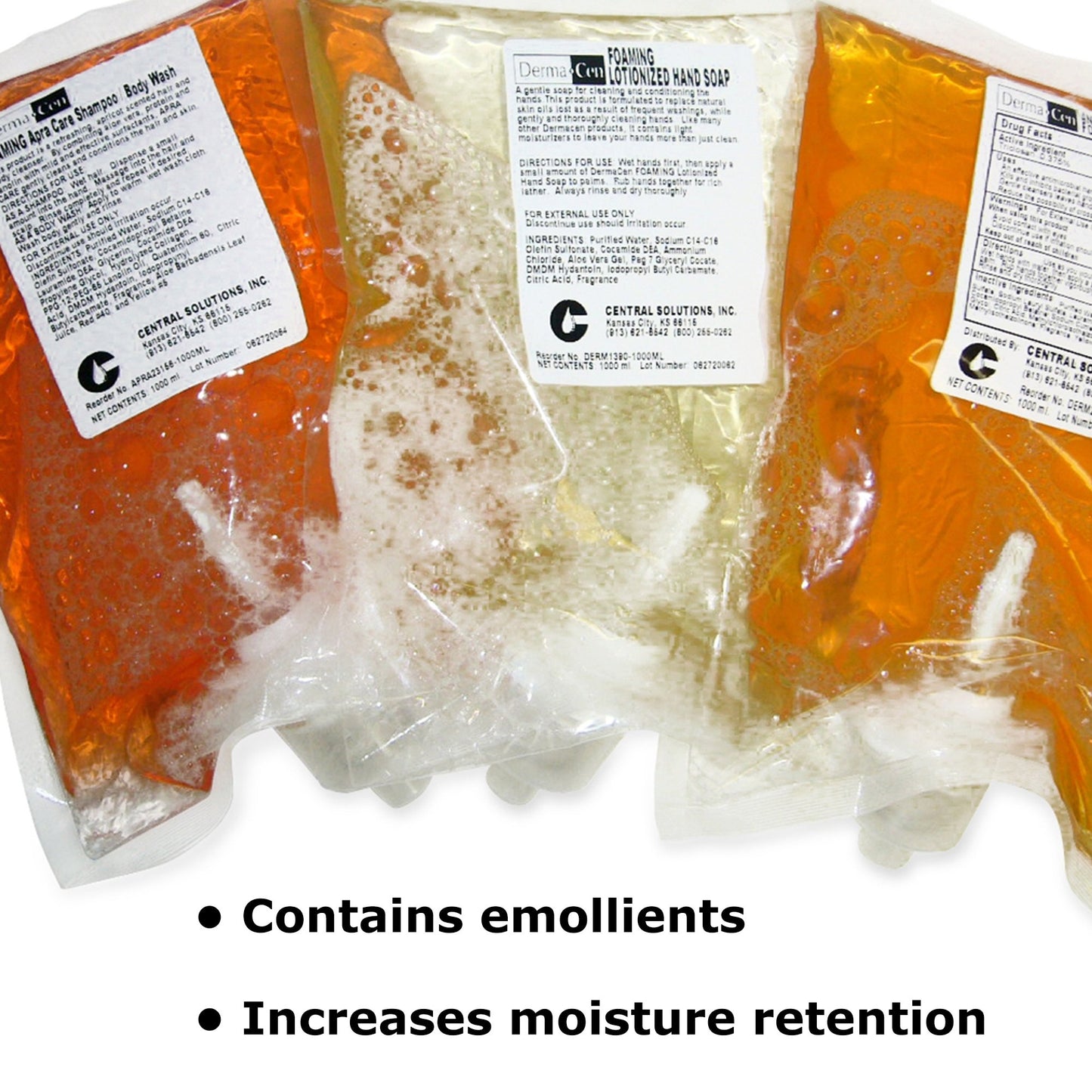 DermaCen® Soap, 1,000 mL Dispenser Refill Bag DERM1390-1000