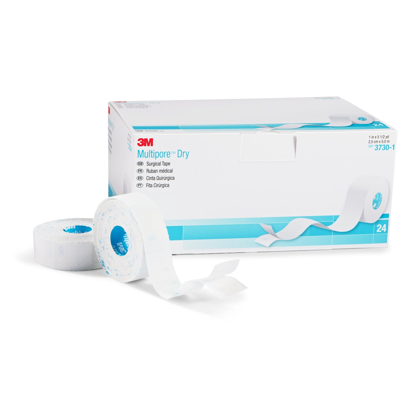 3M™ Multipore™ Dry Dressing Retention Tape with Liner, 1 Inch x 5-1/2 Yard, White 3730-1
