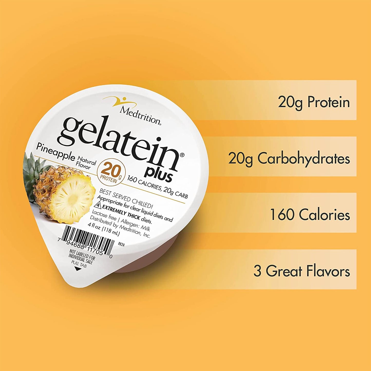 Gelatein® Plus Pineapple High Protein Gelatin, 4-ounce cup 11705