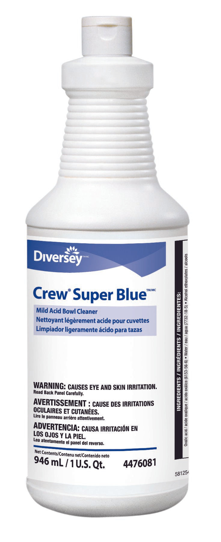 Toilet Bowl Cleaner Diversey™ Crew® Super Blue™ Acid Based Manual Squeeze Liquid 32 oz. Bottle Citrus Scent NonSterile - DVO94476081
