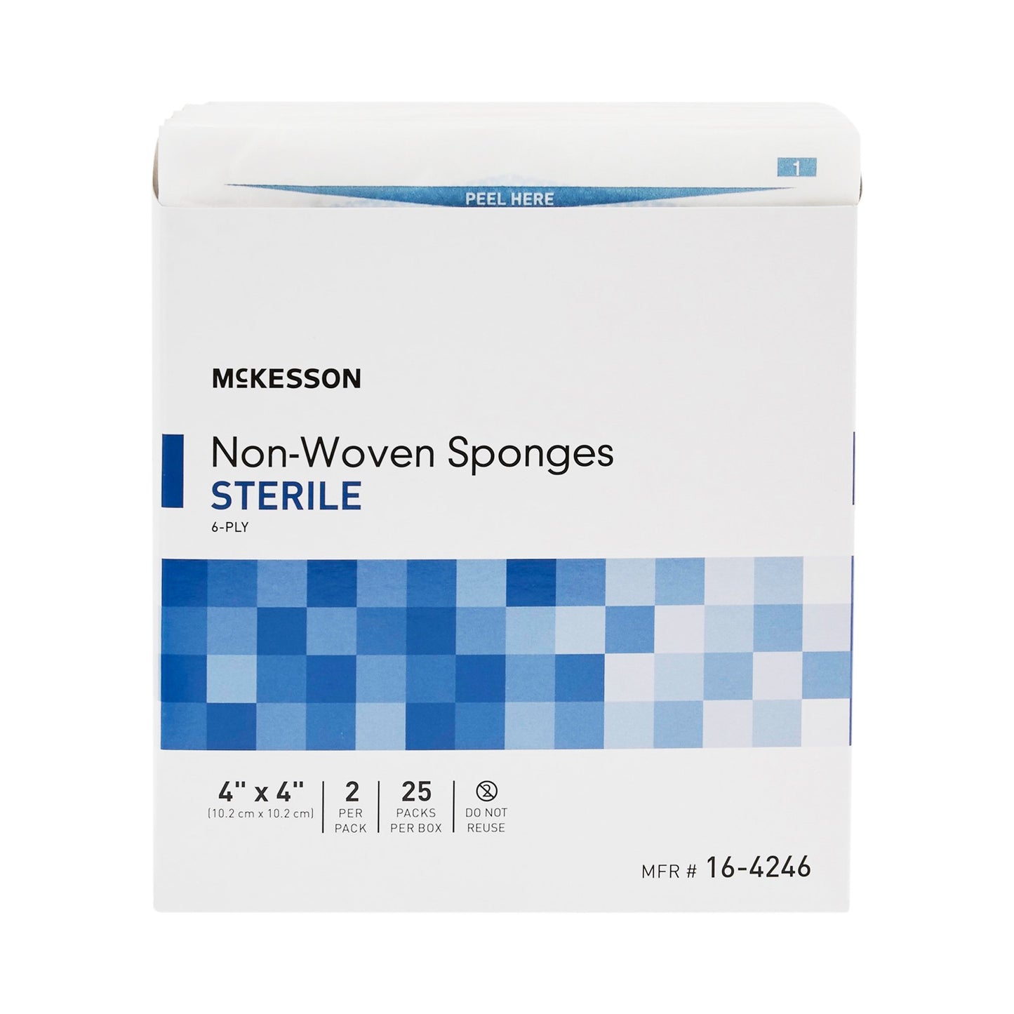 McKesson Sterile Nonwoven Sponge, 4 x 4 Inch, 6-Ply 16-4246
