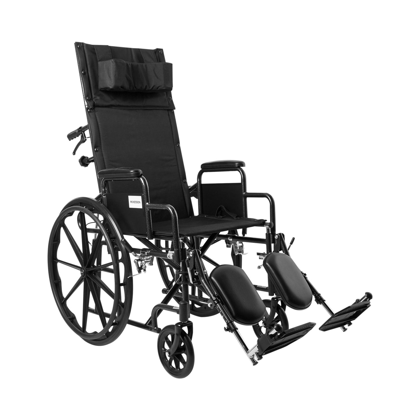 Reclining Wheelchair McKesson Desk Length Arm Swing-Away Elevating Legrest Black Upholstery 18 Inch Seat Width Adult 300 lbs. Weight Capacity - 146-SS
