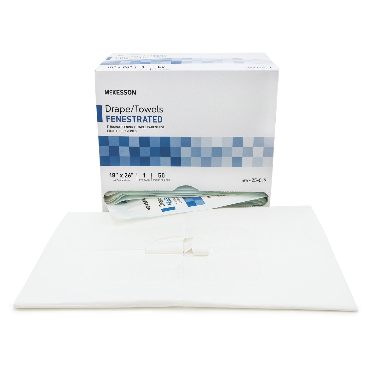 General Purpose Drape McKesson Poly Lined Towel Drape 18 W X 26 L Inch Sterile - 25-517