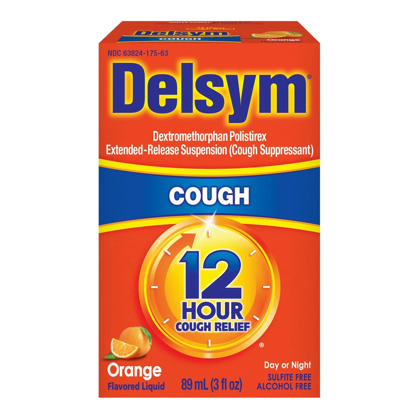 Reckitt Benckiser Delsym 12 Hour Cough Relief, Orange Flavor 63824017563, 1 Each