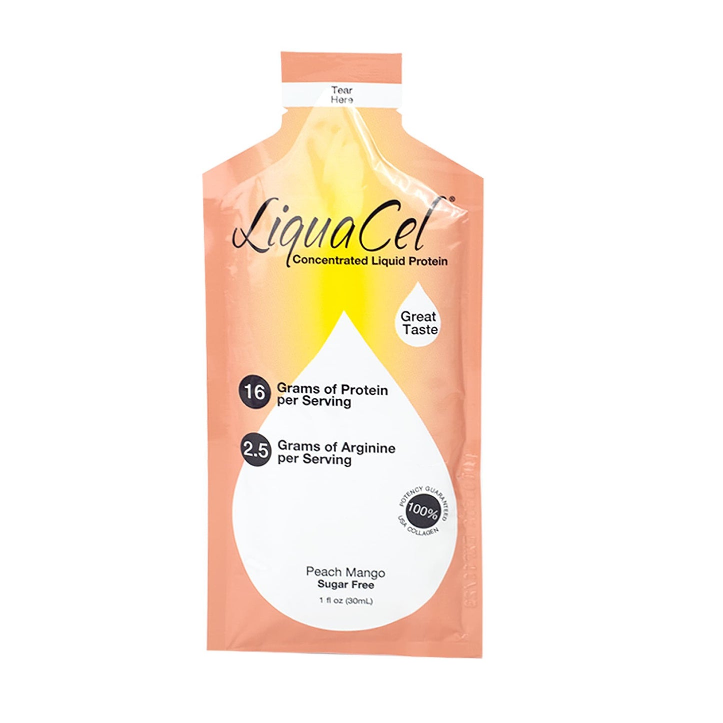 Oral Supplement LiquaCel® Peach Mango Flavor Liquid 1 oz. Individual Packet - GH-86