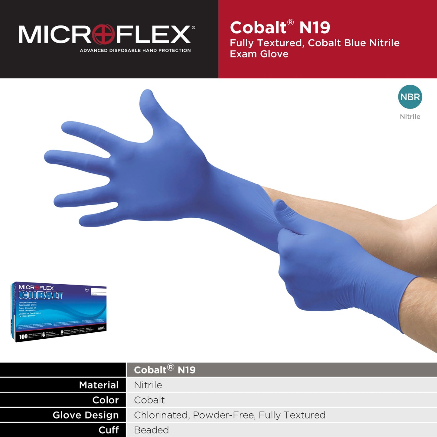 Microflex® Cobalt® Nitrile Exam Glove, Large, Blue N193