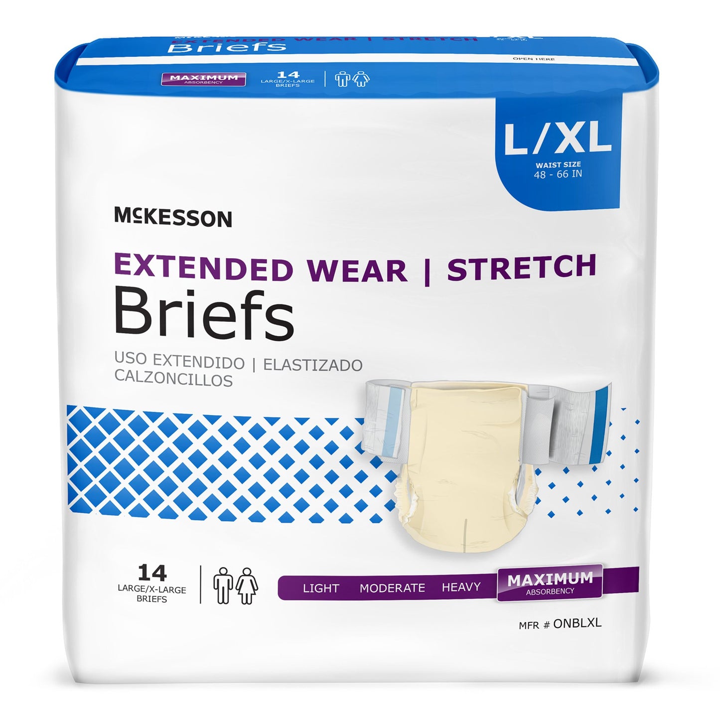Unisex Adult Incontinence Brief McKesson Extended Wear Large / X-Large Disposable Heavy Absorbency - ONBLXL