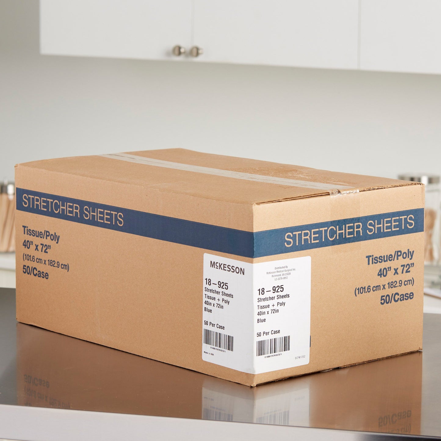 McKesson Blue Flat Stretcher Sheet, 40 x 72 Inch 18-925