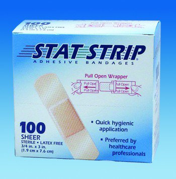 American® White Cross Stat Strip® Sheer Adhesive Strip, 1 x 3 Inch 15205