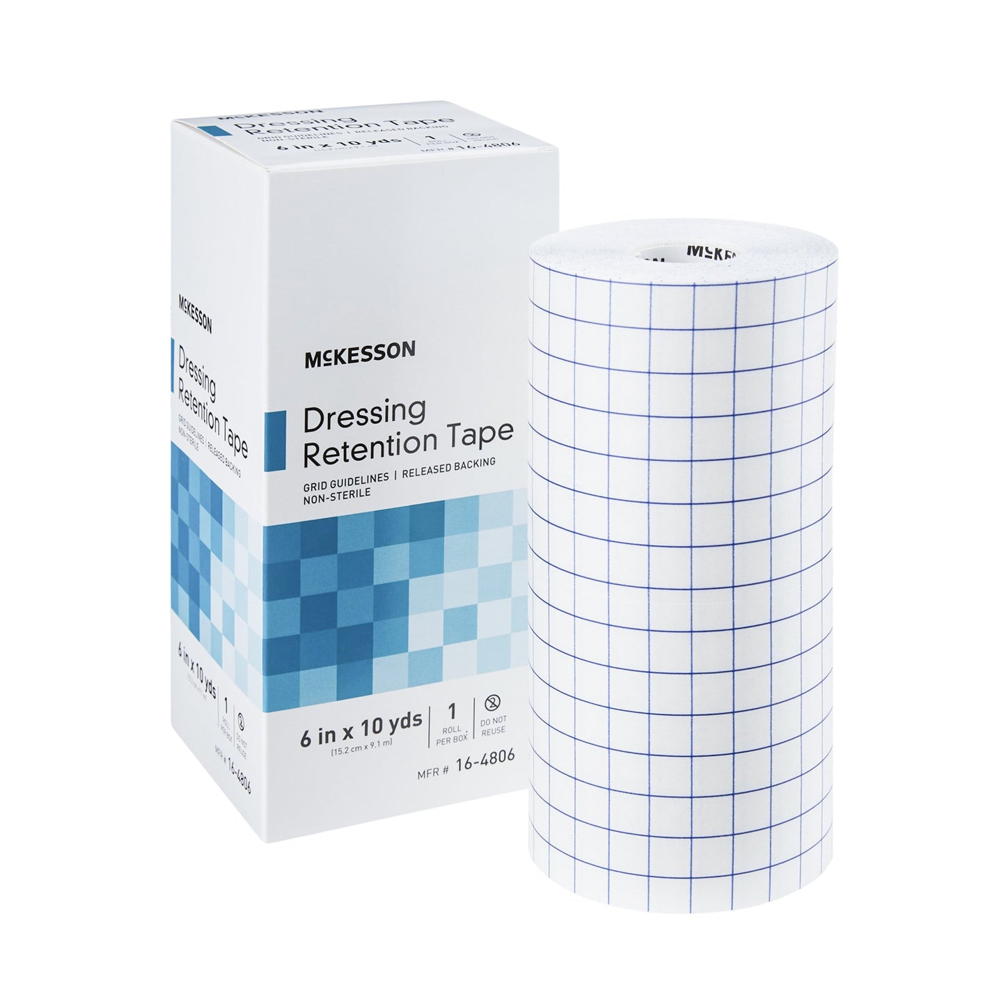Water Resistant Dressing Retention Tape with Liner McKesson White 6 Inch X 10 Yard Nonwoven / Printed Release Paper NonSterile - 16-4806