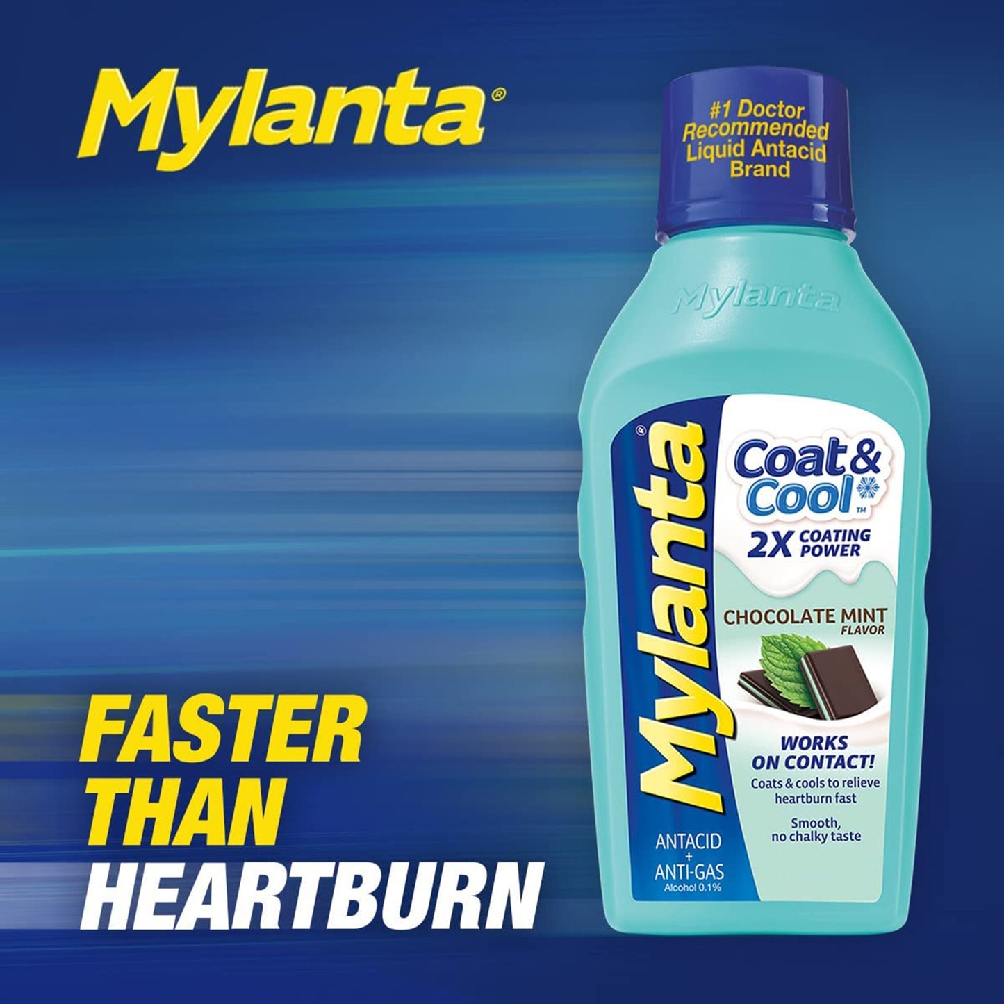 Mylanta Coat & Cool Antacid + Anti-Gas Liquid, Chocolate Mint Flavor 62372052012