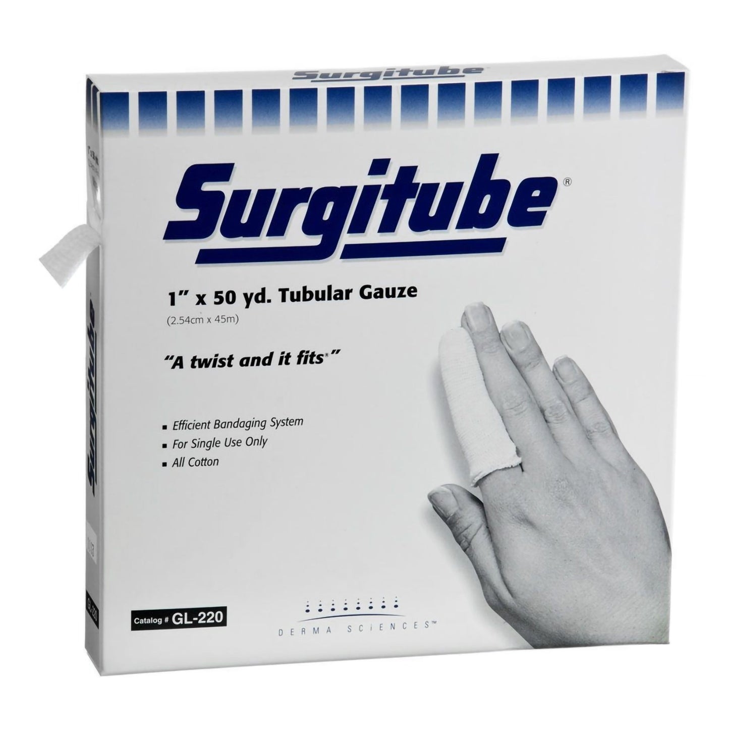 Tubular Retainer Dressing Surgitube® Cotton 1 Inch X 50 Yard Size 2 White Large Finger / Toe NonSterile - GL220