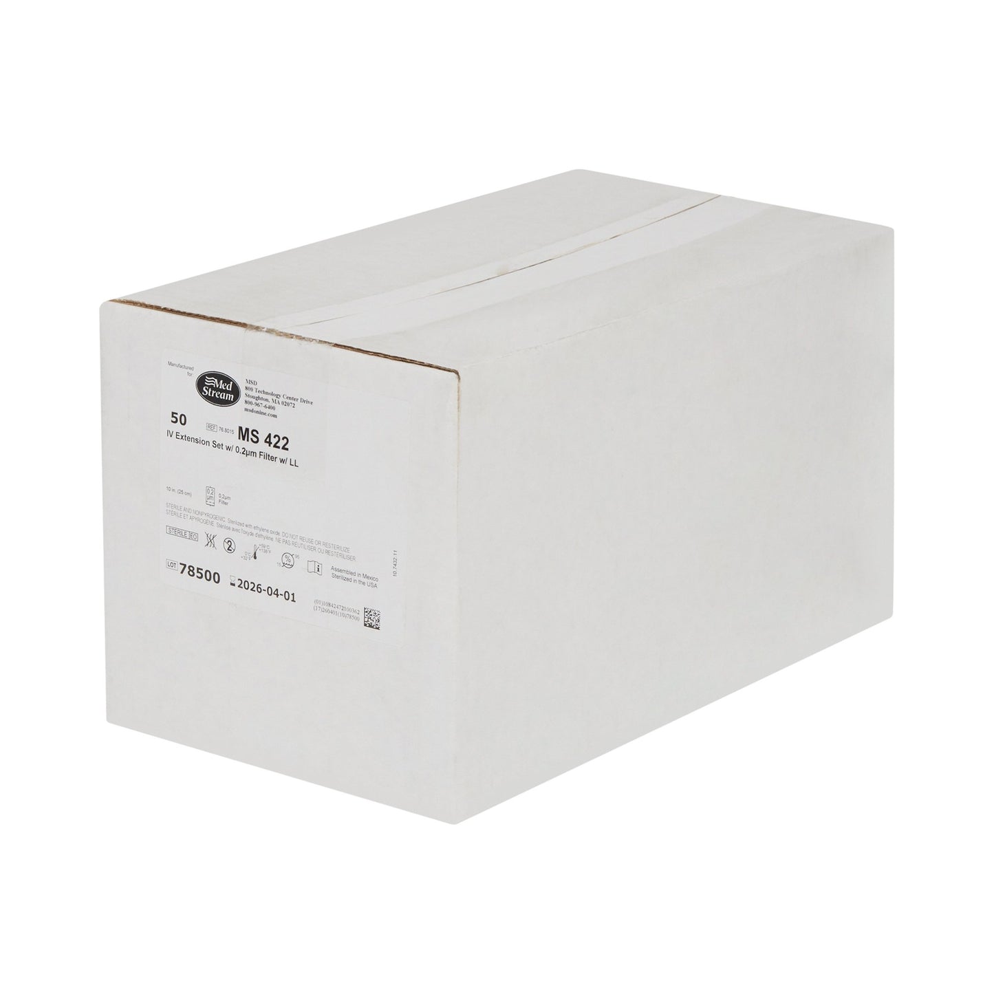 McKesson IV Extension Set, Standard Bore 10-inch Tubing, 0.2 Micron Filter MS422