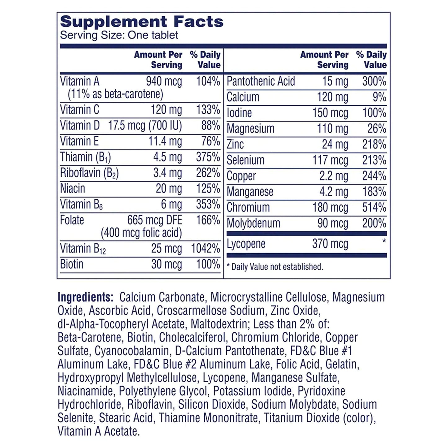 One A Day Men's 50+ Complete Multivitamin Tablets 01650058702