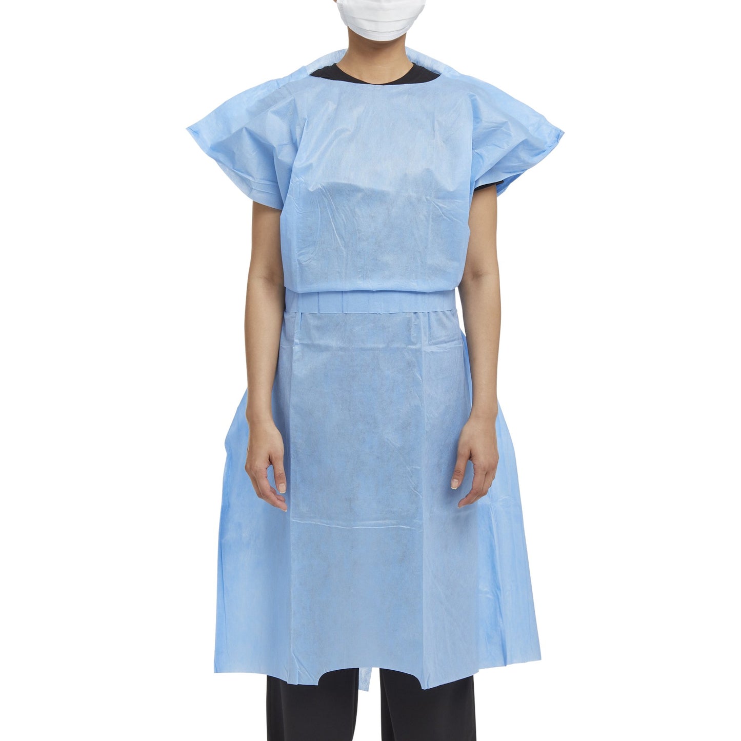 Patient Exam Gown Halyard One Size Fits Most Blue Disposable - 69766