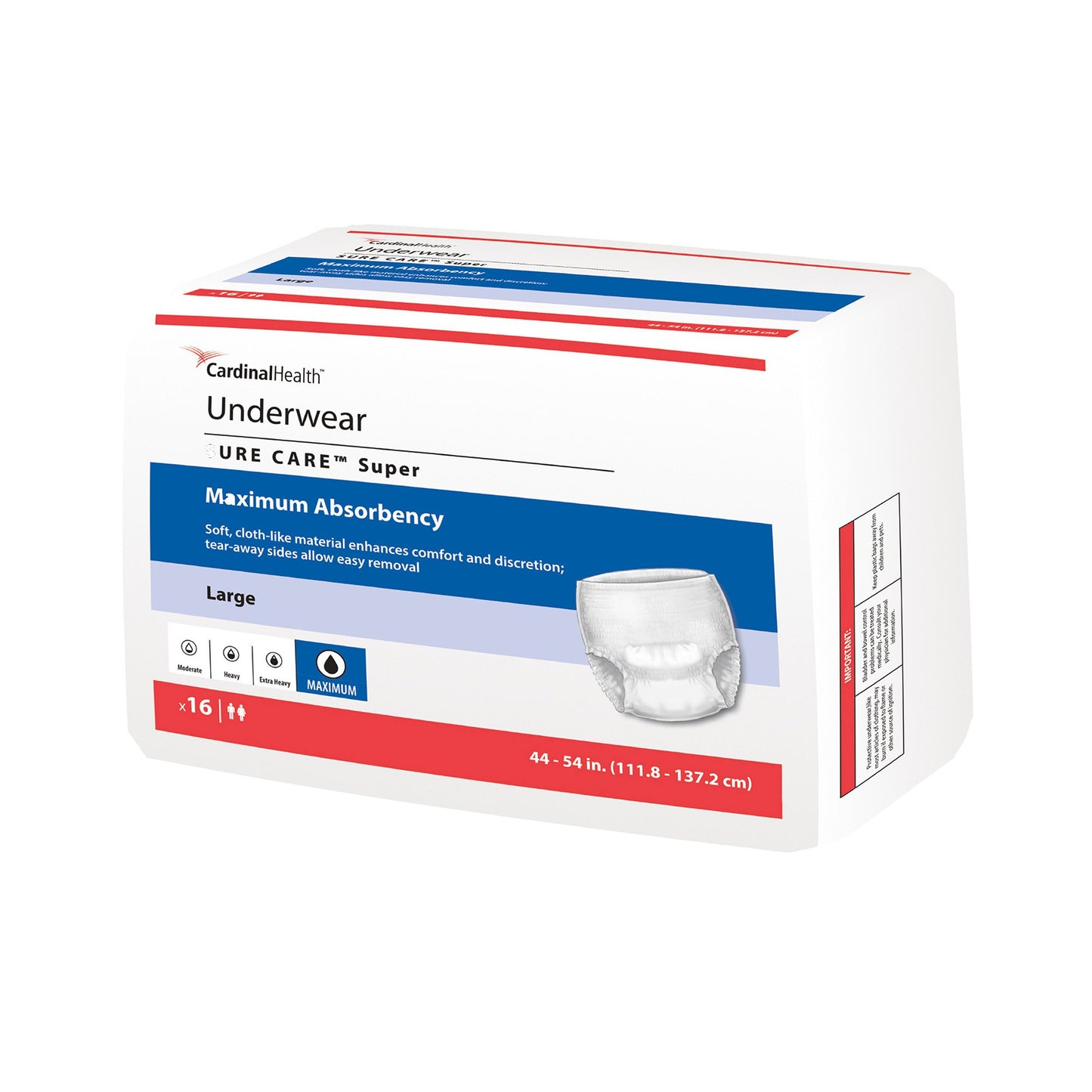 Unisex Adult Absorbent Underwear Sure Care™ Super Pull On with Tear Away Seams Large Disposable Heavy Absorbency - 1215