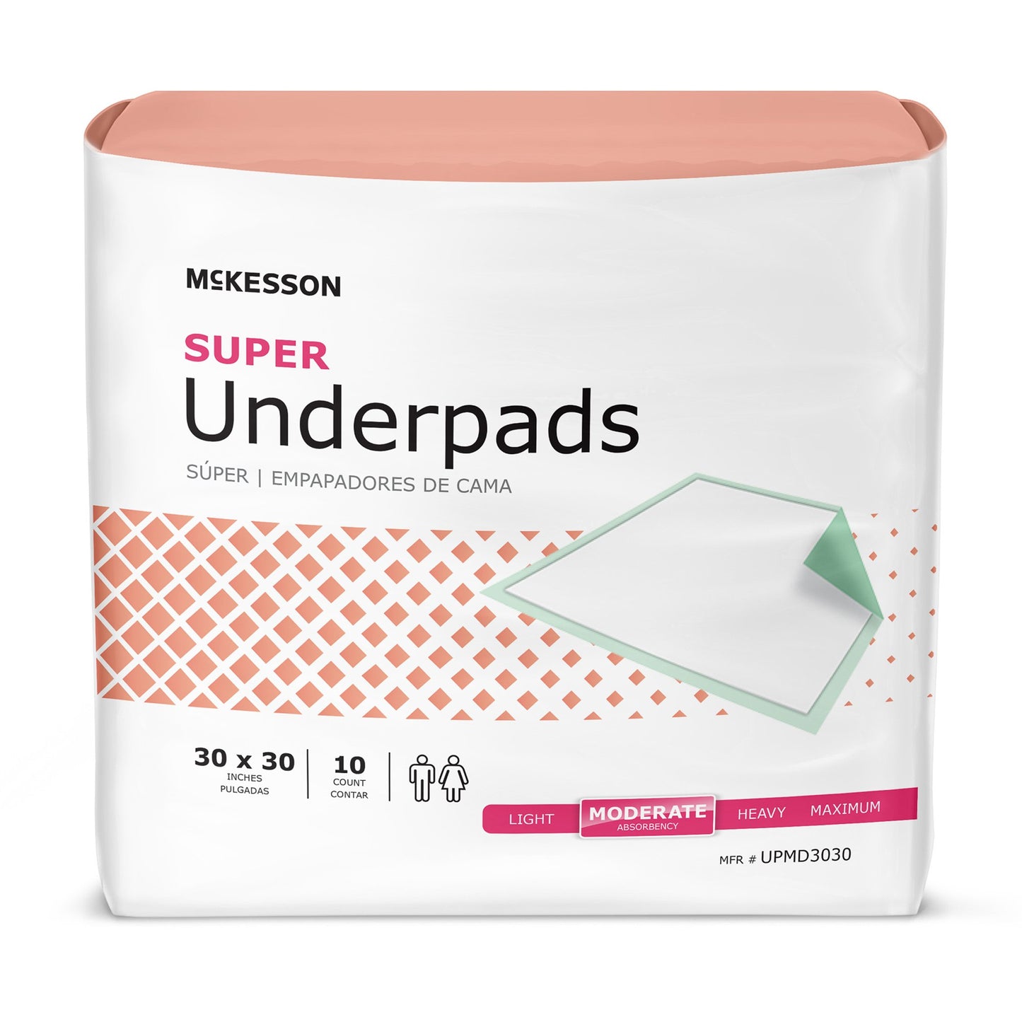 Disposable Underpad McKesson Super 30 X 30 Inch Fluff / Polymer Moderate Absorbency - UPMD3030