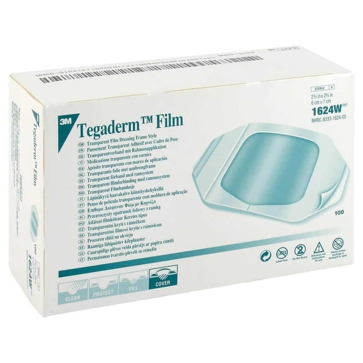 3M™ Tegaderm™ Transparent Sterile Film Dressing, 2-3/8 x 2¾ Inch 1624W