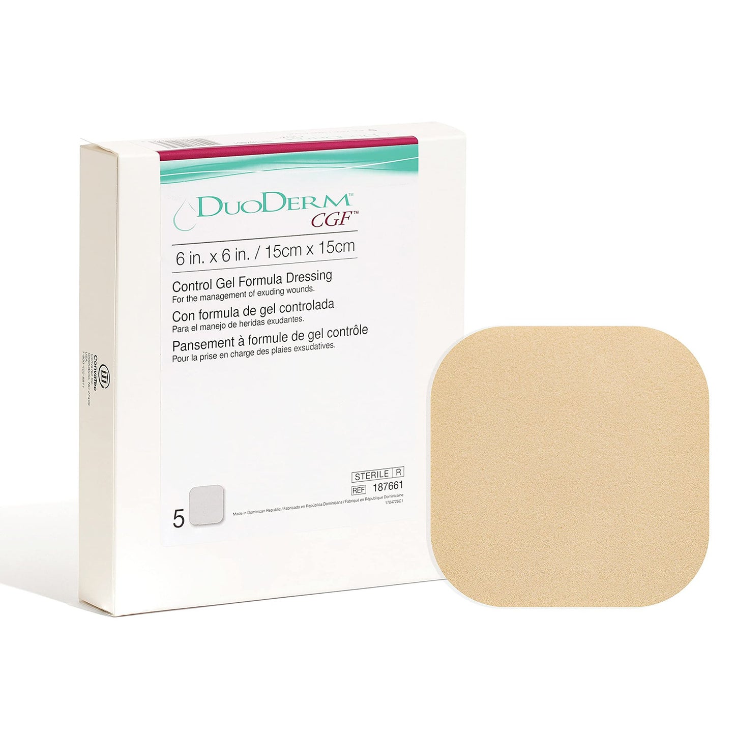 Hydrocolloid Dressing DuoDERM® CGF® Foam Backing 6 X 6 Inch Square Hydrocolloid - 187661