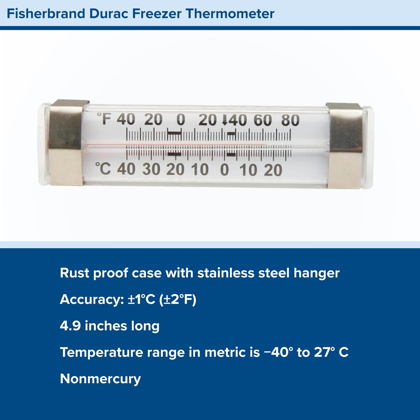 Fisherbrand™ Dual-Scale Refrigerator / Freezer Thermometer, -40° to +80° F 13201966