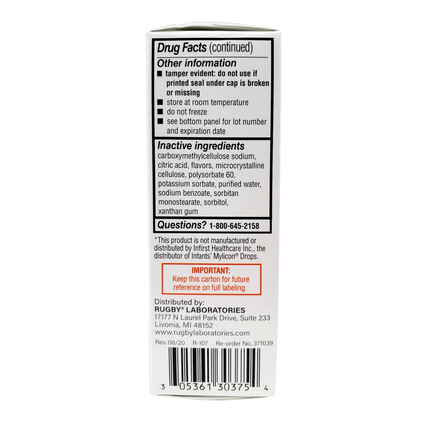 Rugby® Simethicone Infant Gas Relief 00536130375