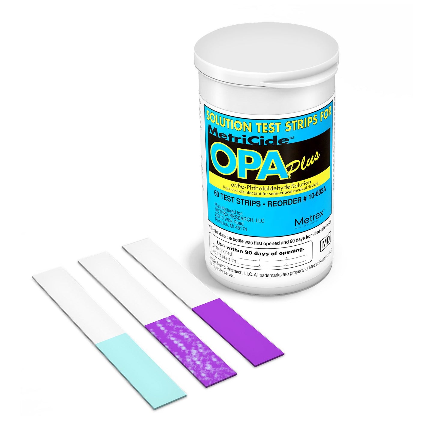 OPA Concentration Indicator MetriCide™ OPA Plus 60 Test Strips Single Use 10-602A
