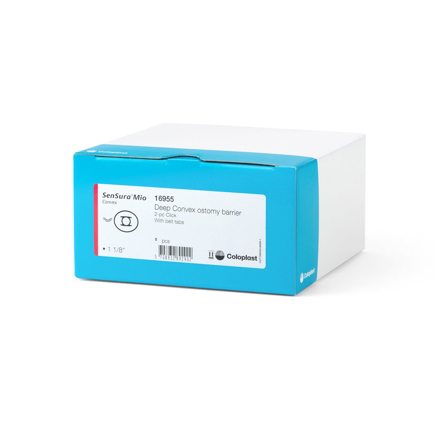 Ostomy Barrier SenSura® Mio Click Precut, Standard Wear Elastic Adhesive 50 mm Flange Red Code System 1-1/8 Inch Opening - 16955