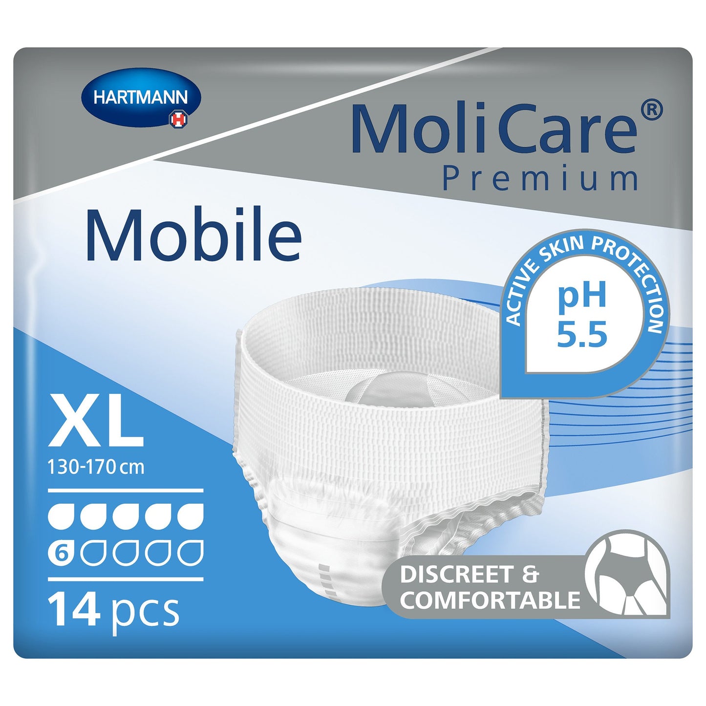 Unisex Adult Absorbent Underwear MoliCare® Premium Mobile 6D Pull On with Tear Away Seams X-Large Disposable Moderate Absorbency - 915834