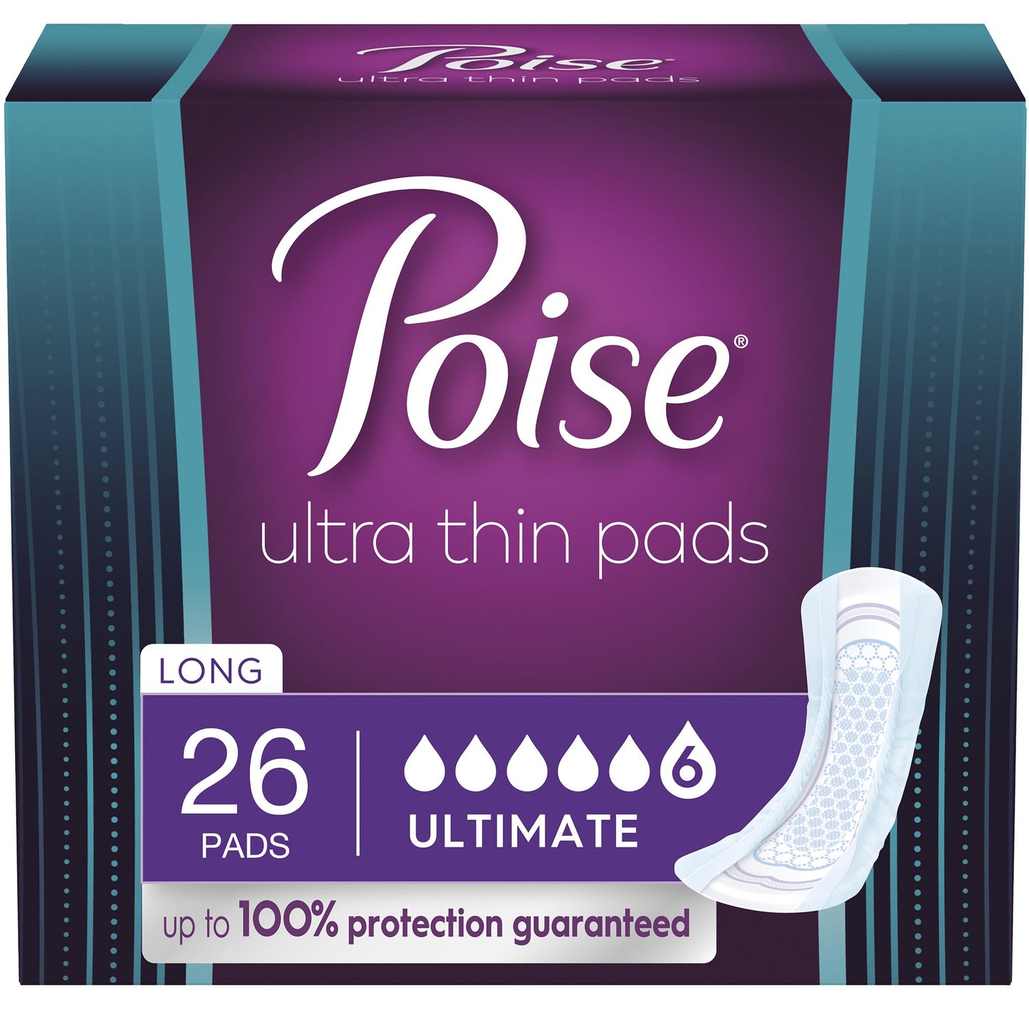 Bladder Control Pad Poise® Ultra Thin Ultimate 15.9 Inch Length Heavy Absorbency Sodium Polyacrylate Core One Size Fits Most - 54356