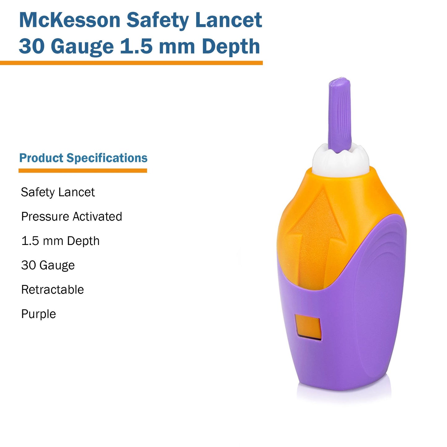 McKesson Pressure Activated Safety Lancets, 30 Gauge, Purple 16-PASL30GX