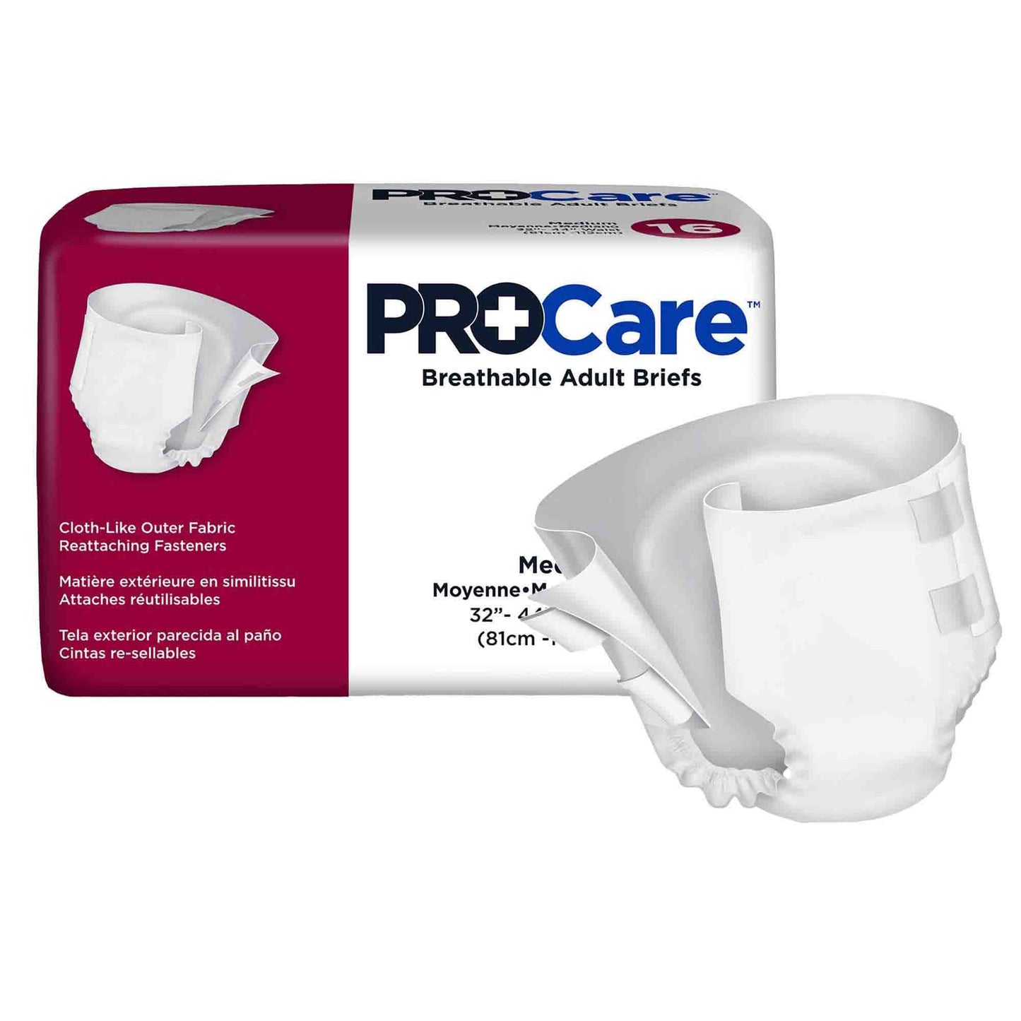 Unisex Adult Incontinence Brief ProCare™ Medium Disposable Heavy Absorbency - CRB-012/2