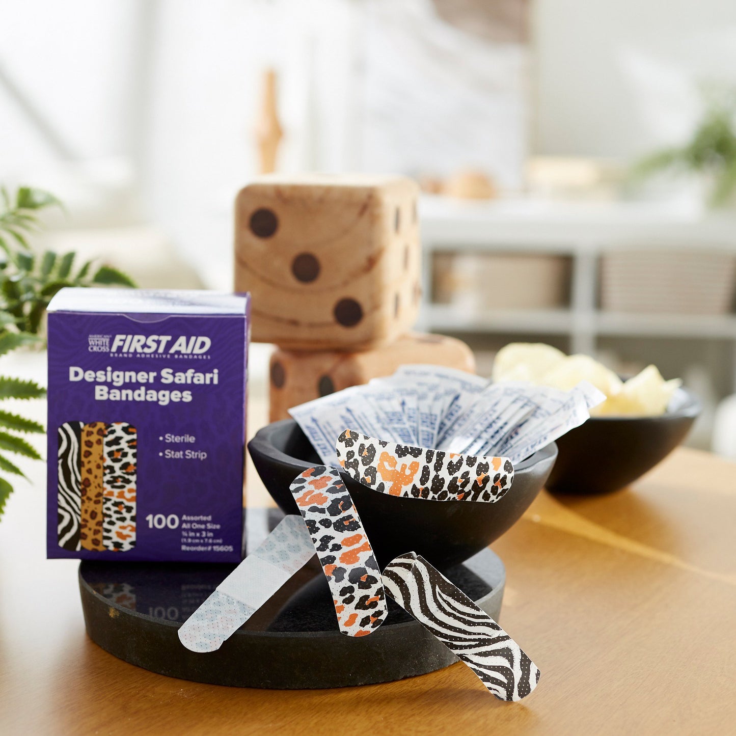 American® White Cross Stat Strip® Designer Safari Adhesive Strip, ¾ x 3 Inch 15605