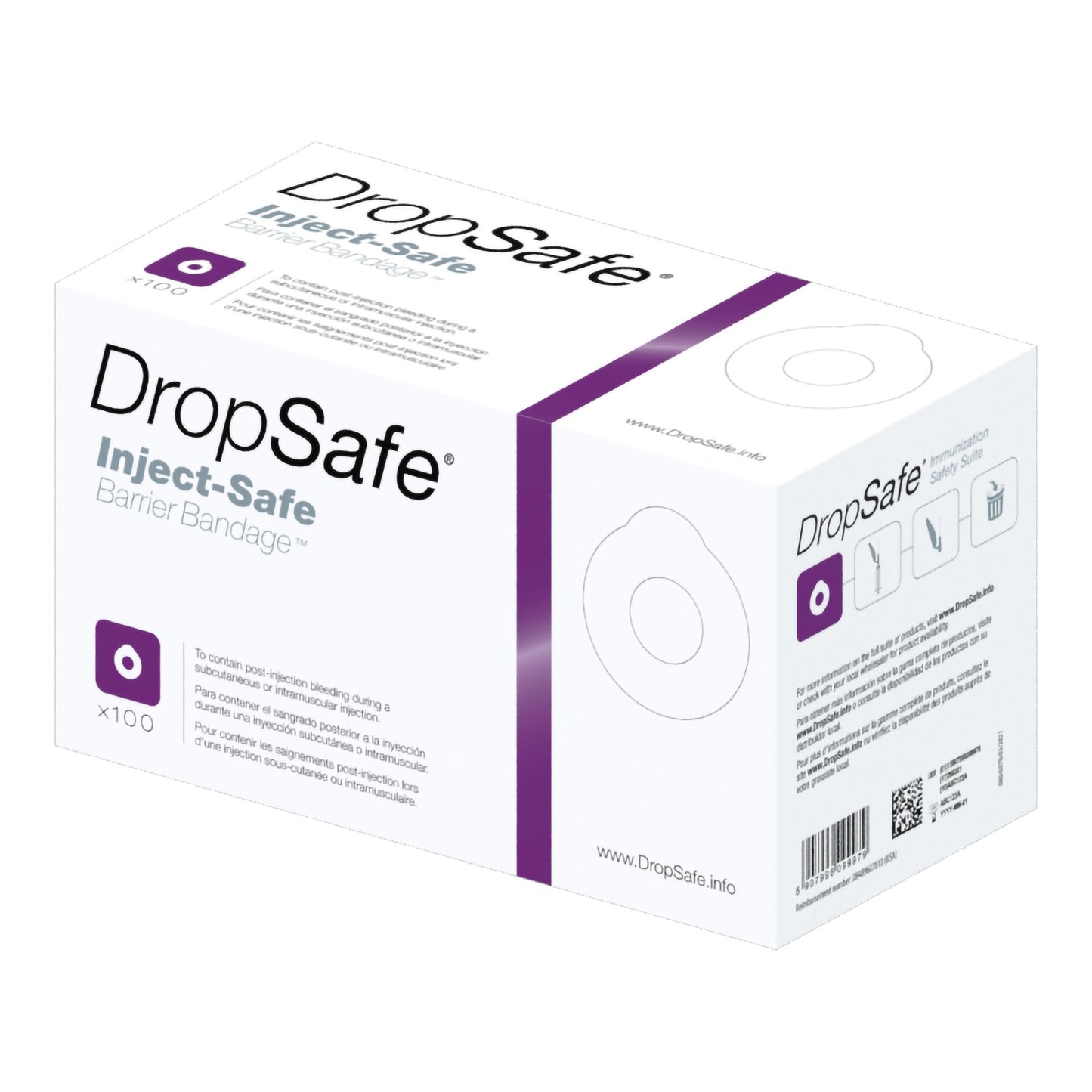 Pre-Injection Adhesive Strip DropSafe® Film / Foam White 1-3/8 Inch Diameter Sterile 6070