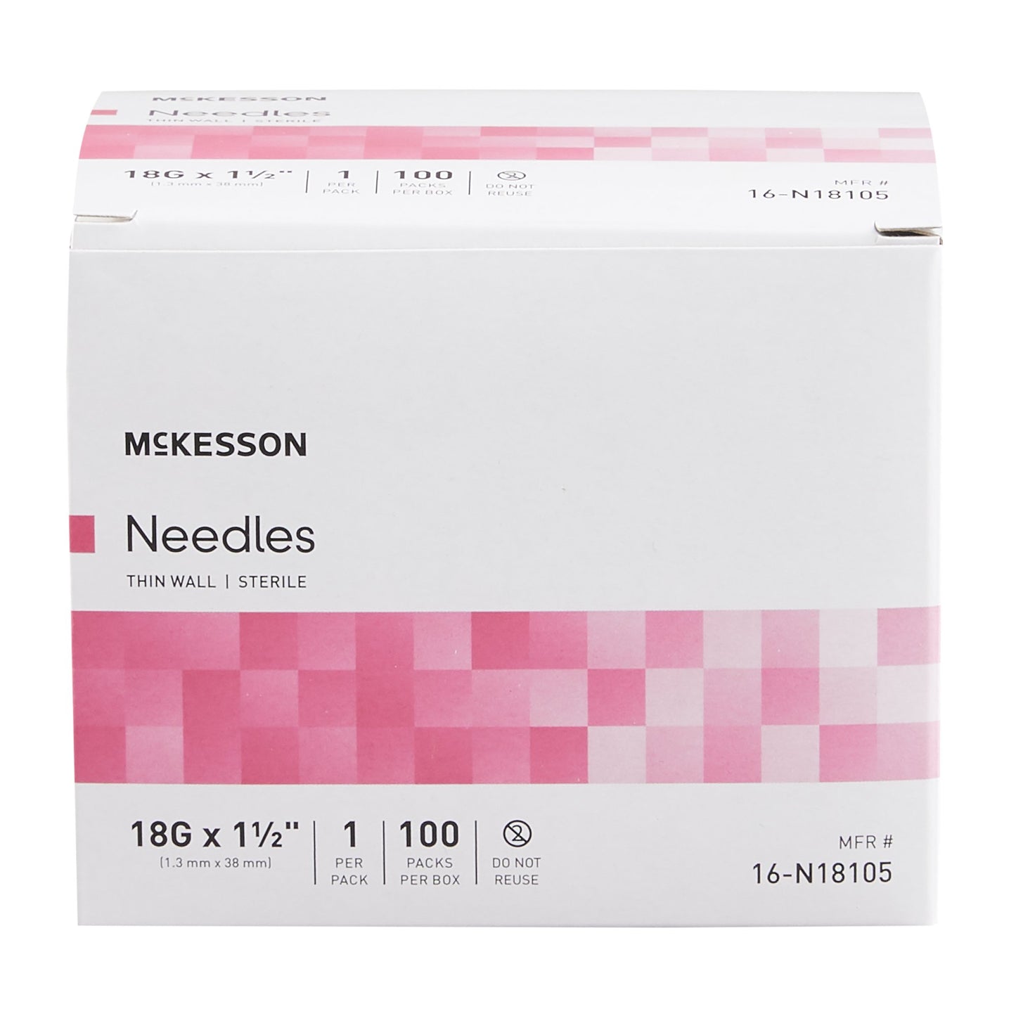Hypodermic Needle McKesson 1-1/2 Inch Length 18 Gauge Thin Wall Without Safety - 16-N18105