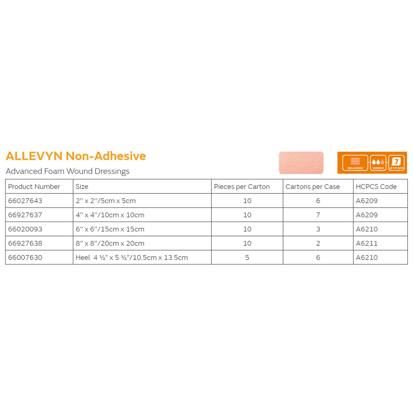 Allevyn Classic Nonadhesive without Border Foam Dressing, 2 x 2 Inch 66007643