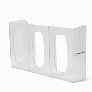 Glove Box Holder Triple with Dividers Horizontal or Vertical Mounted 3-Box Capacity Clear 4.25 X 10.13 X 17.06 Inch Plastic 36728