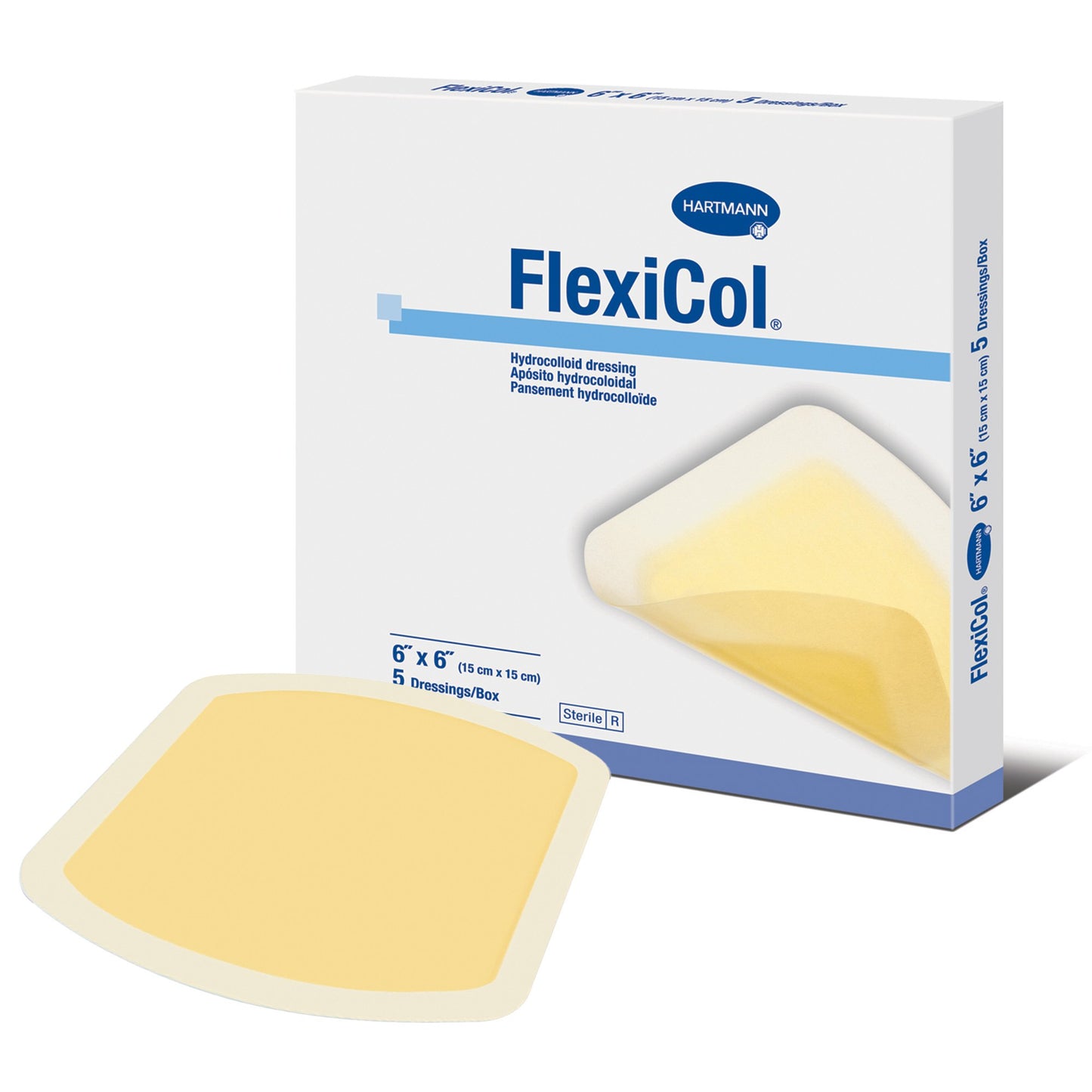Hartmann FlexiCol Hydrocolloid Dressing, 6 x 6 Inch 48660000, Box of 5