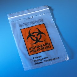 Specimen Transport Bag with Document Pouch 6 X 9 Inch Zip Closure Biohazard Symbol / Storage Instructions NonSterile - 4918