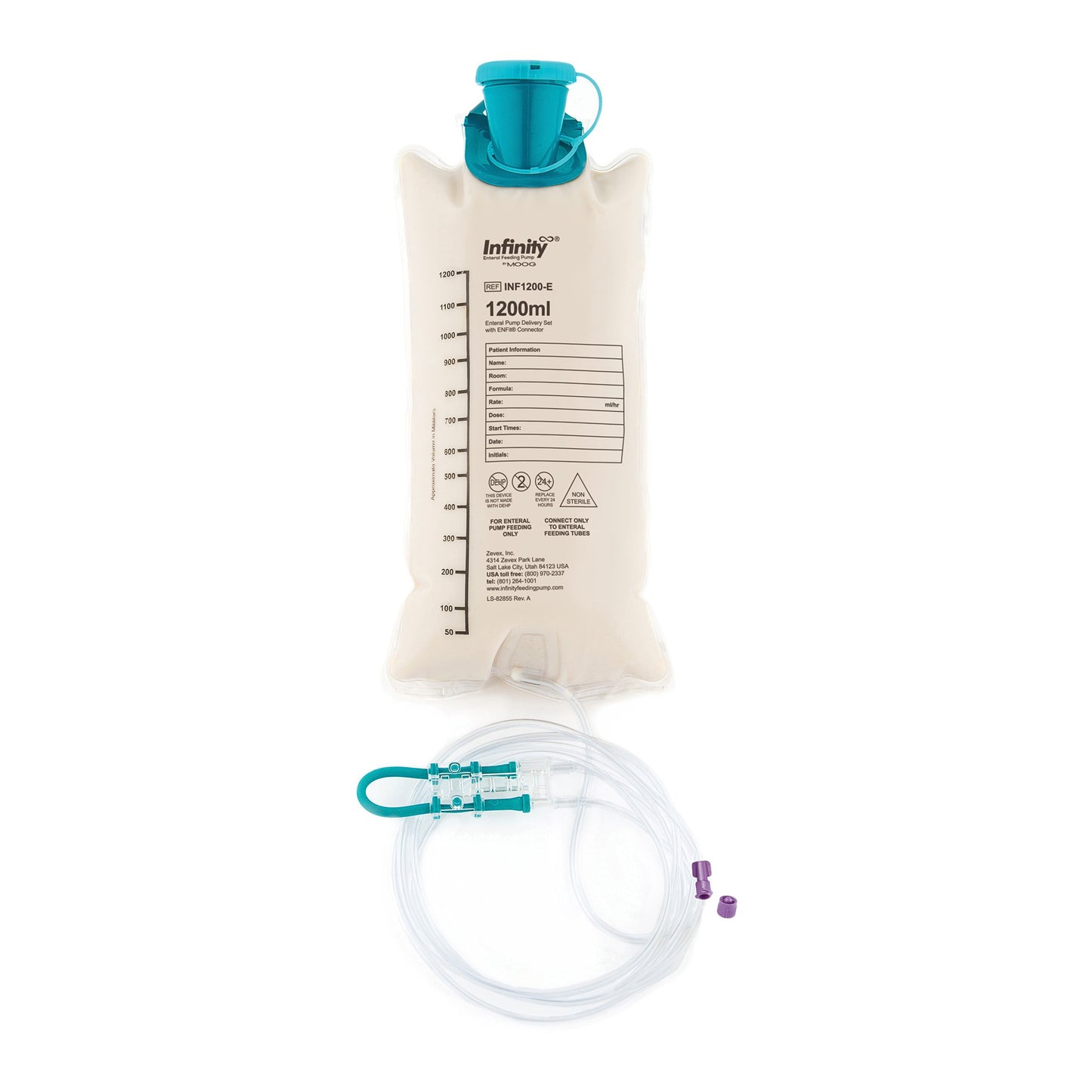 Enteral Feeding Pump Bag Set with ENFit® Connector Infinity® 1200 mL Silicone NonSterile ENFit® Connector - INF1200-E