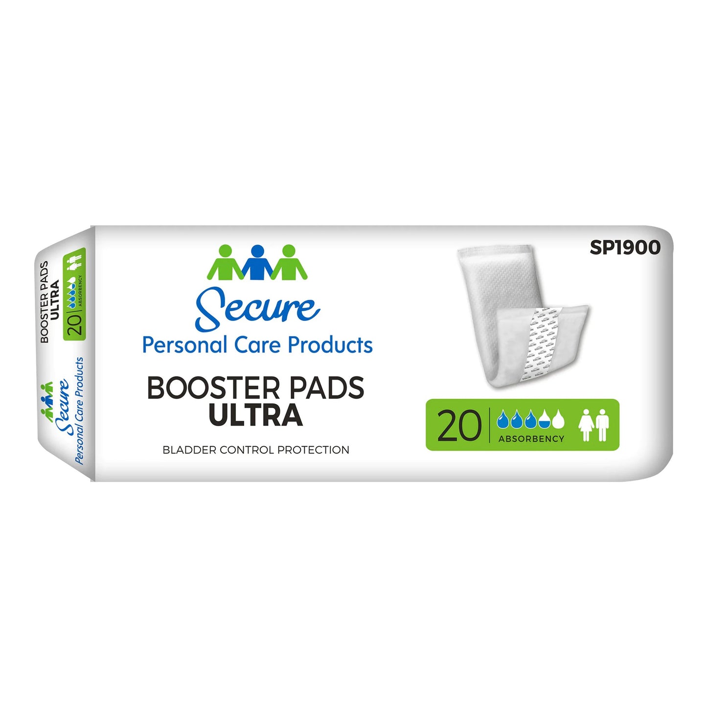 Booster Pad Secure Booster Pad Ultra 13 Inch Length Heavy Absorbency SecureLoc Core One Size Fits Most - SP1900