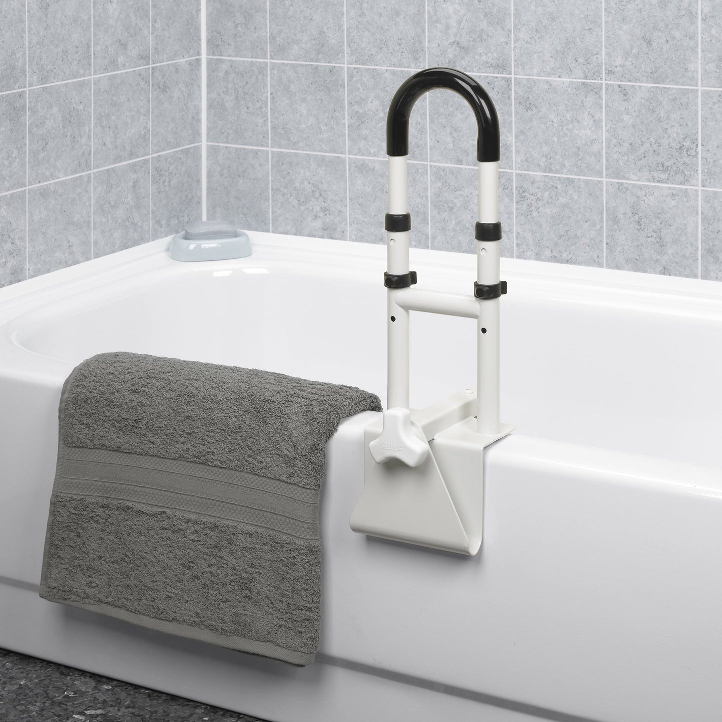 drive™ Clamp-On Tub Rail, White Steel, 14½ – 17 Inch Height RTL12036-ADJ