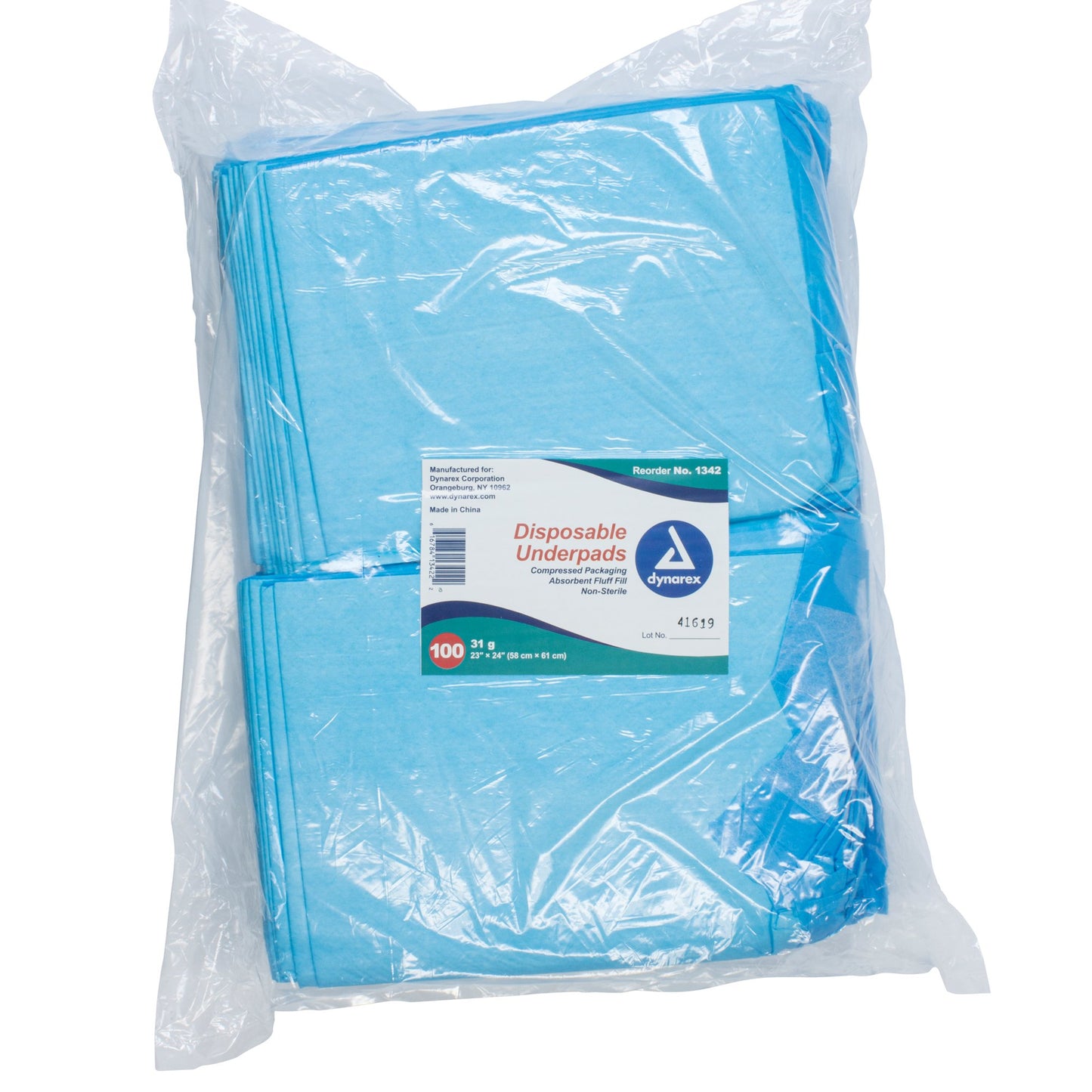 Disposable Underpad Dynarex® 23 X 24 Inch Fluff Light Absorbency - 1342
