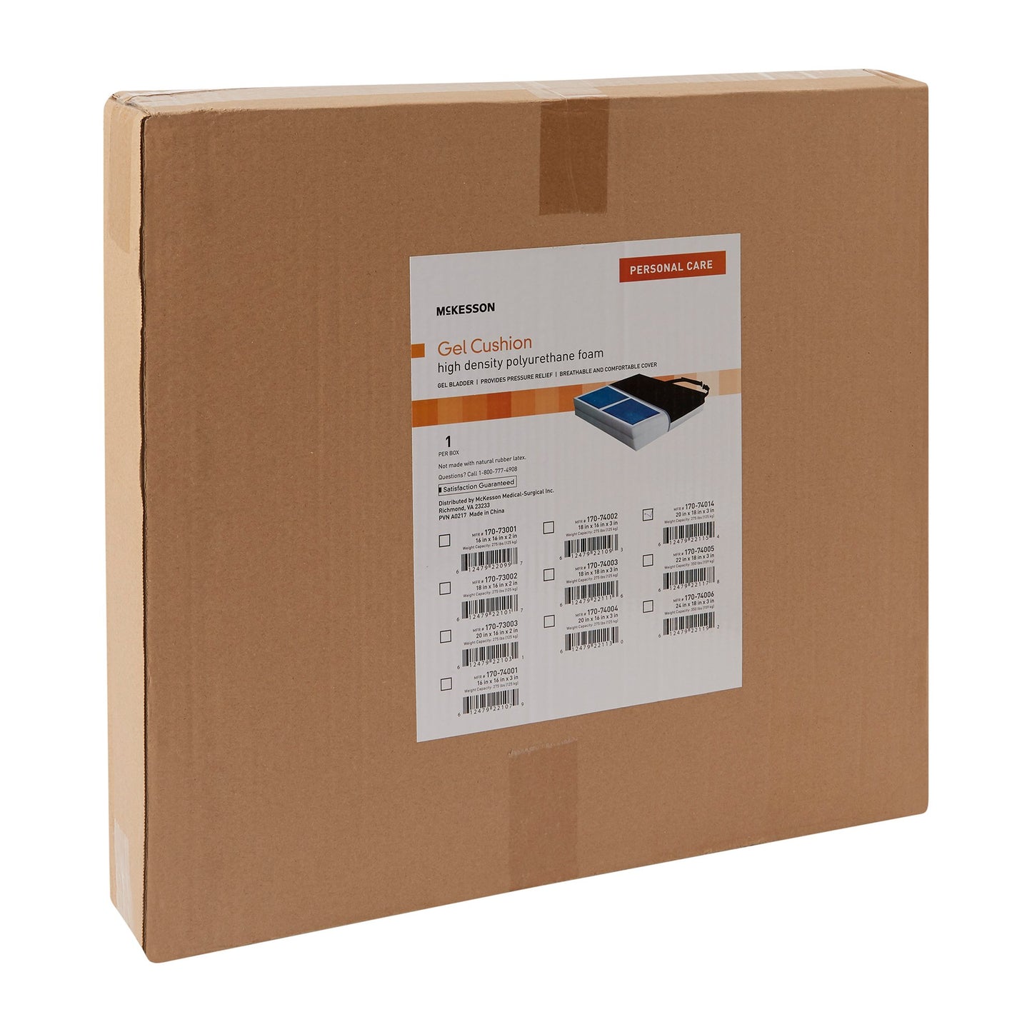 Seat Cushion McKesson 20 W X 18 L X 3 D Inch Foam / Gel - 170-74014