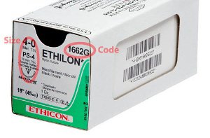 Nonabsorbable Suture with Needle Ethilon™ Nylon PS-4 1/2 Circle Reverse Cutting Needle Size 4-0 Monofilament - 1662G