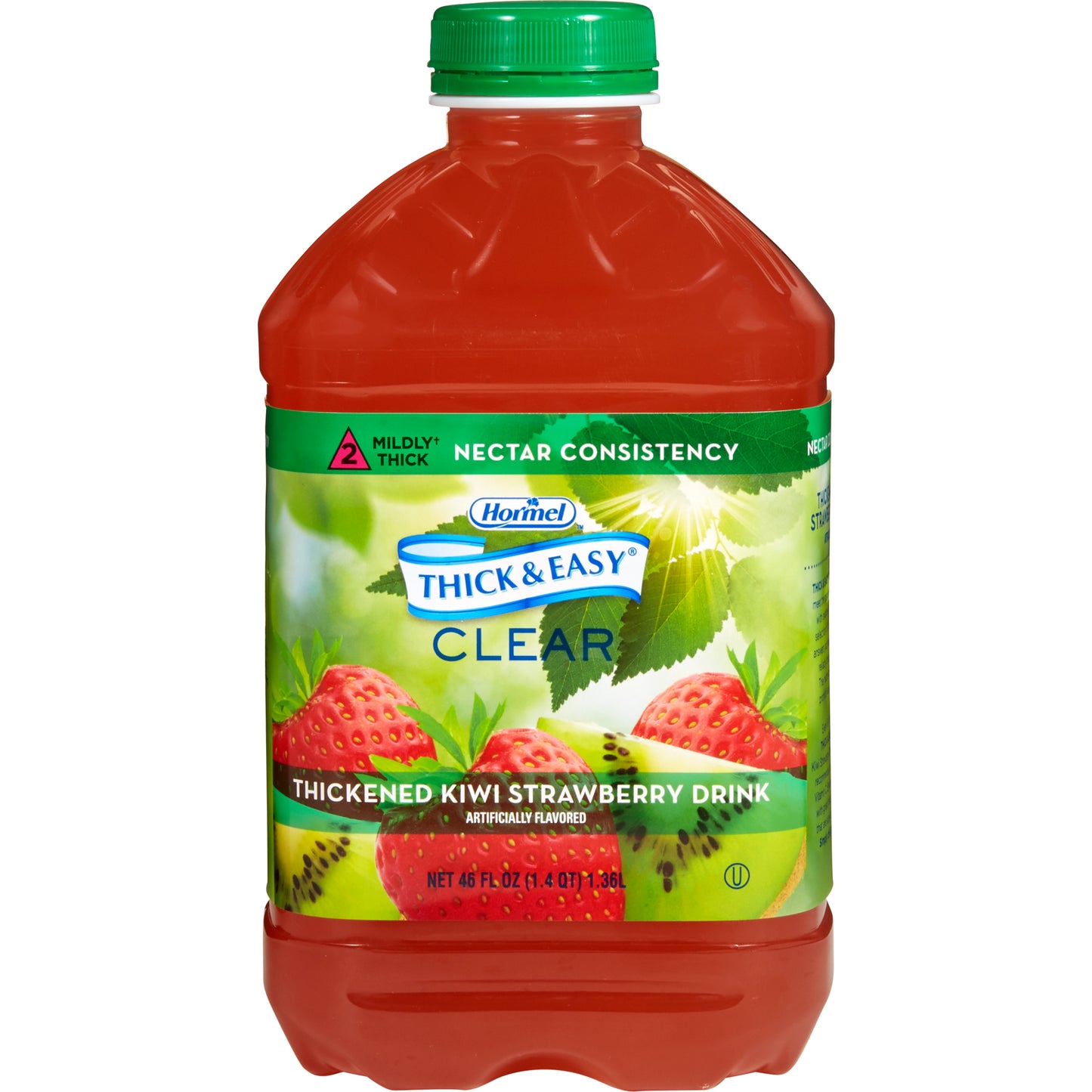 Thickened Beverage Thick & Easy® 46 oz. Bottle Kiwi Strawberry Flavor Liquid IDDSI Level 2 Mildly Thick - 27930