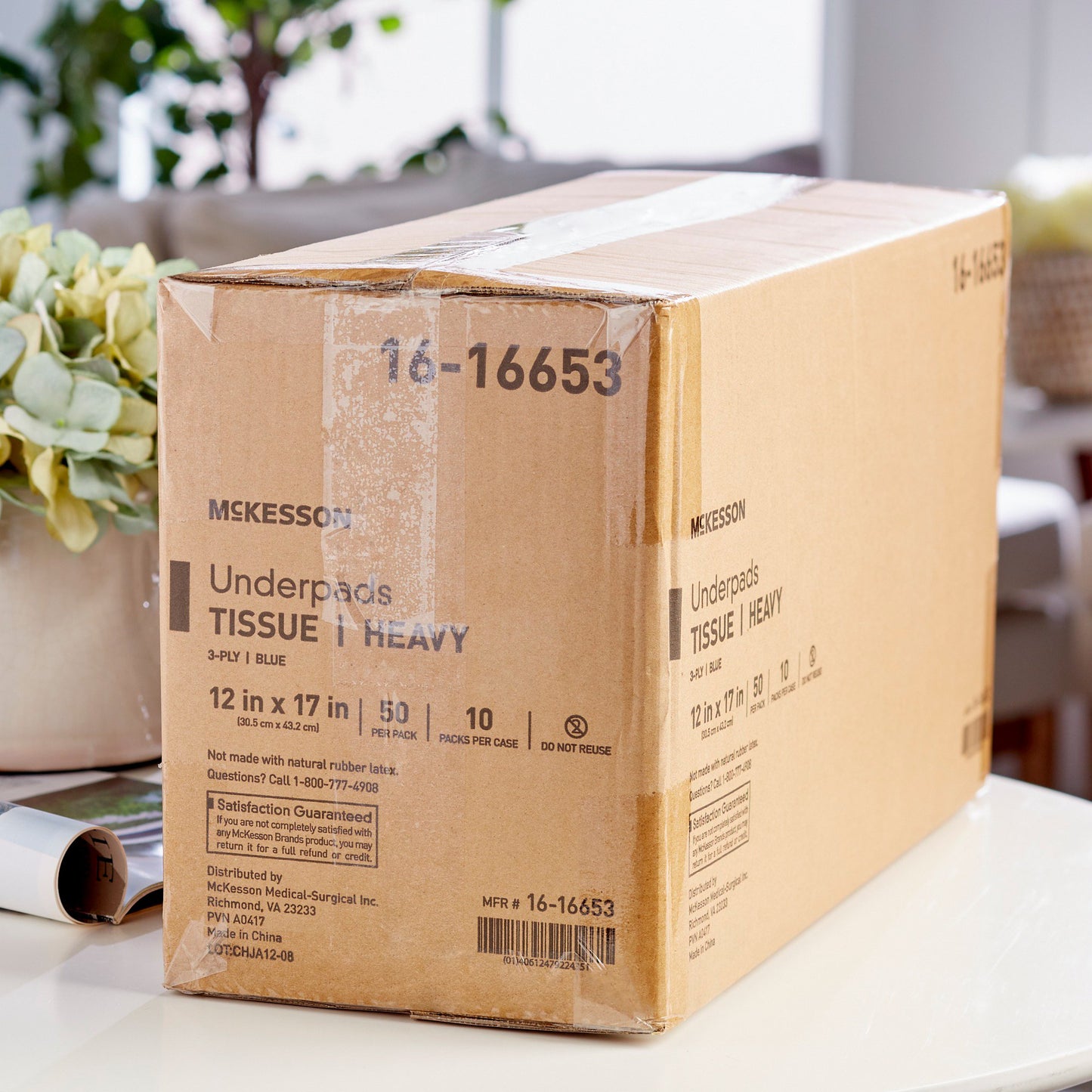 McKesson Blue Nonsterile Procedure Underpad, 12 x 17 Inch 16-16653