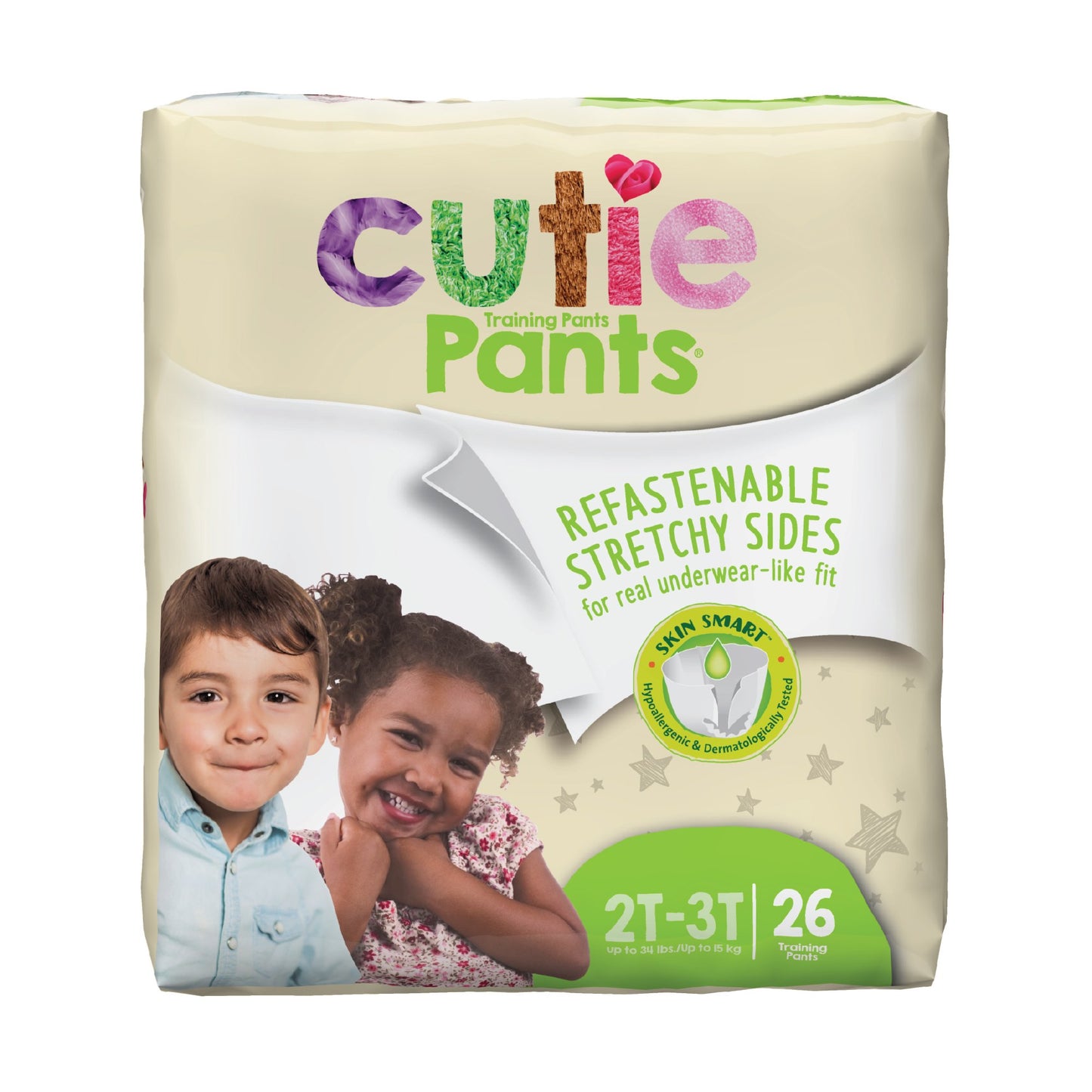 Unisex Toddler Training Pants Cutie Pants® Pull On with Tear Away Seams Size 2T to 3T Disposable Heavy Absorbency - WP7001/1