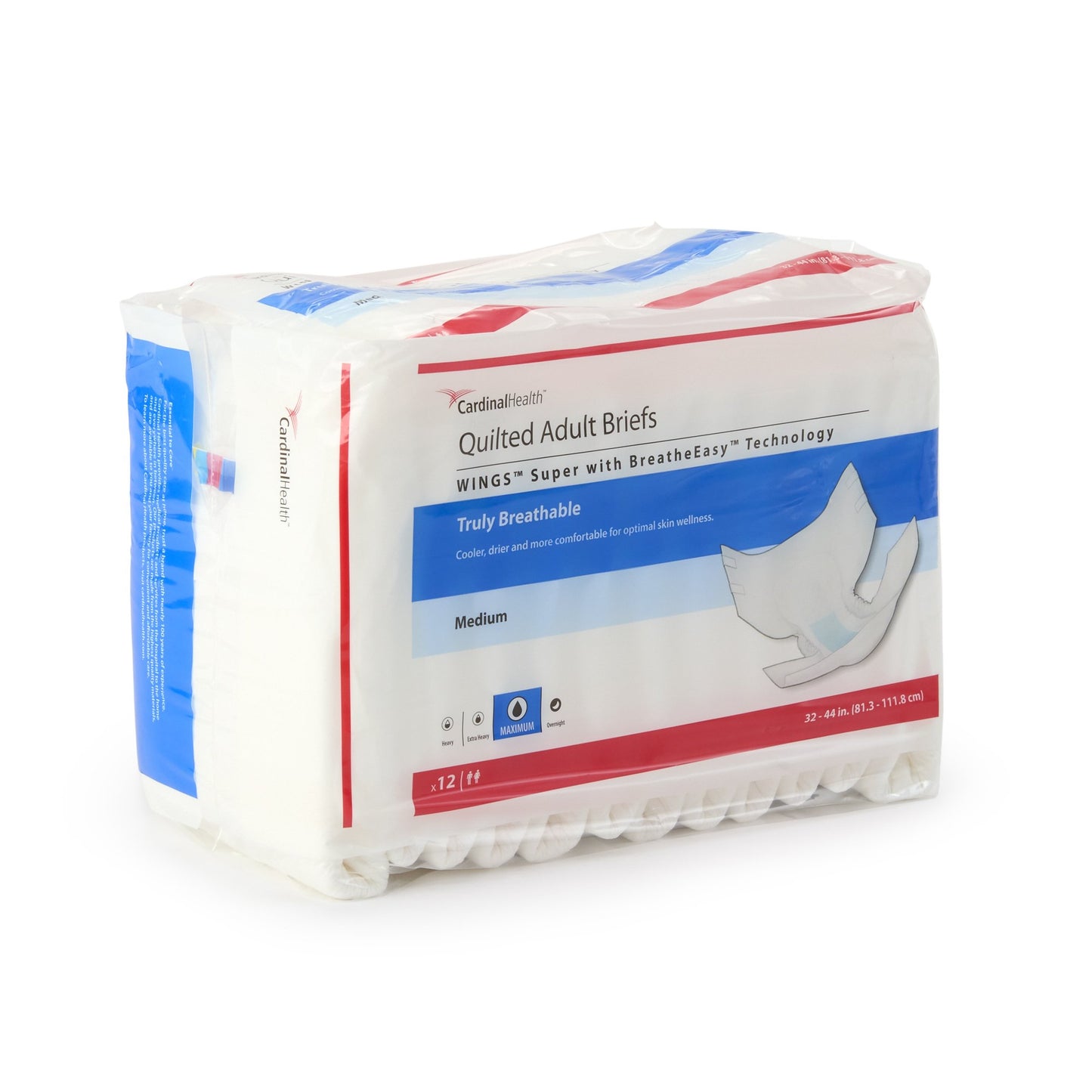 Unisex Adult Incontinence Brief Wings™ Super Quilted Medium Disposable Heavy Absorbency - 87083